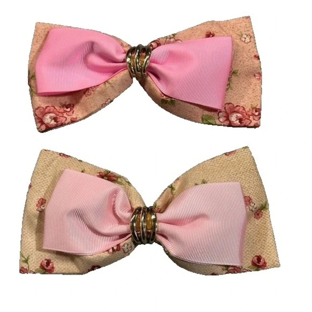 NEW Hair‎ Accessories Bow Clip Girls Set Of 2 6 inch bows